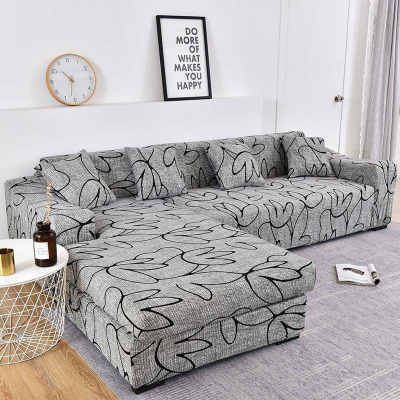 Grey Printed Stretch Couch Cover