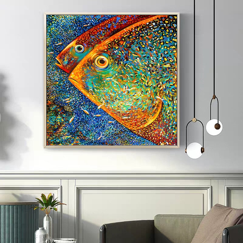 Abstract Kids Room Colorful Fish Canvas Poster