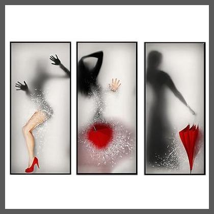 Sexy Girl Silhouette Canvas Wall Art Print - Unframed-3pcs-Dablew11