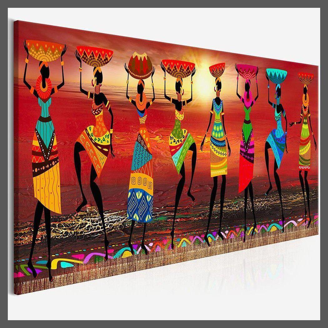 Tribal African Women Dancing Wall Painting Canvas Wall Art-Unframed-20x60cm-Dablew11