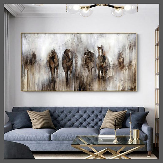 Vintage Horse Painting Canvas Wall Art-Unframed-60X120CM-Dablew11