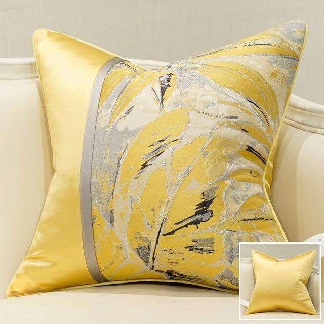 Yellow Striped Patchwork Jacquard Pillowcases-B-Dablew11