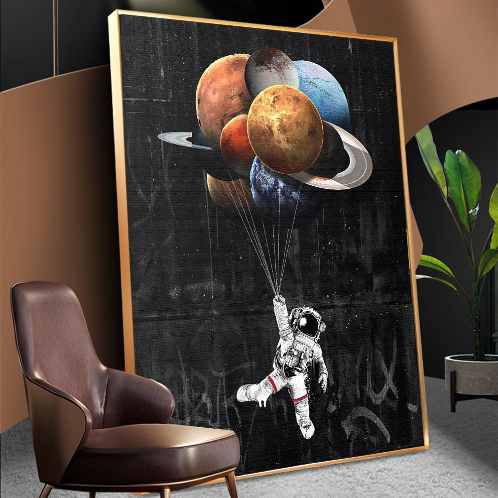Astronaut Space Oil Painting Canvas Wall Art Print