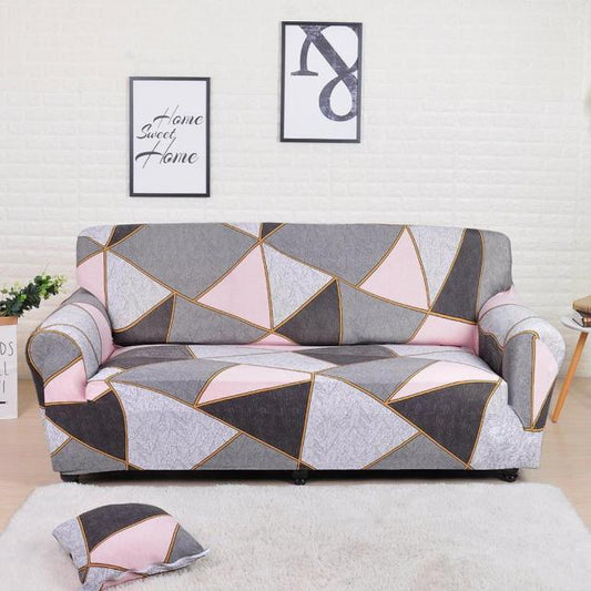 Triangular Pattern Pink Grey Couch Cover