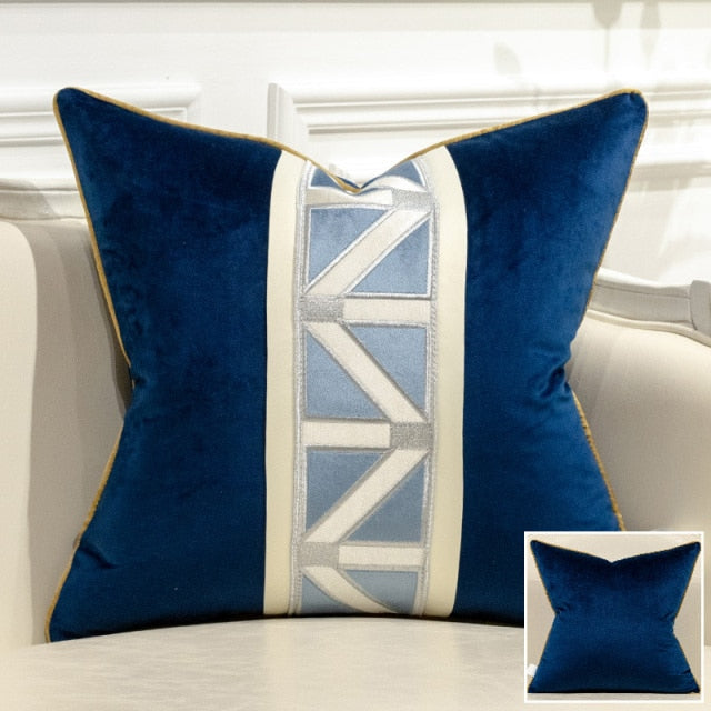 Modern Geometric Pattern Patchwork Velvet Cushion Covers -A