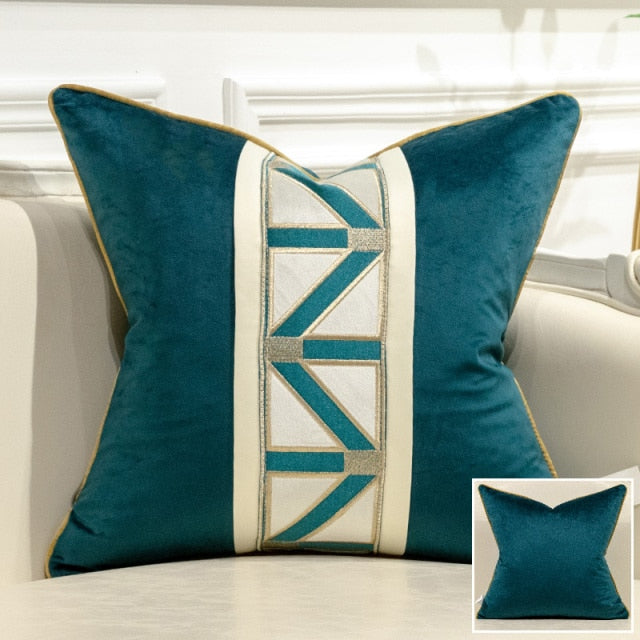 Modern Geometric Pattern Patchwork Velvet Cushion Covers -B