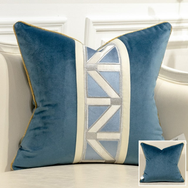 Modern Geometric Pattern Patchwork Velvet Cushion Covers -C