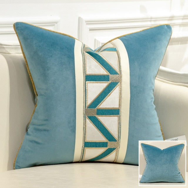 Modern Geometric Pattern Patchwork Velvet Cushion Covers -E