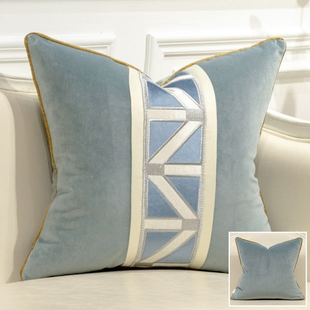 Modern Geometric Pattern Patchwork Velvet Cushion Covers -F