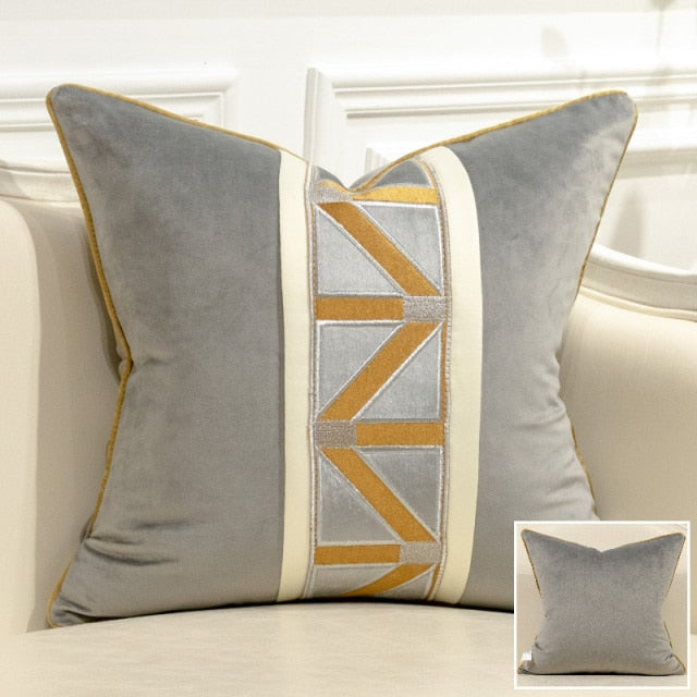 Modern Geometric Pattern Patchwork Velvet Cushion Covers -G