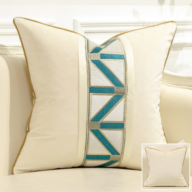 Modern Geometric Pattern Patchwork Velvet Cushion Covers -K