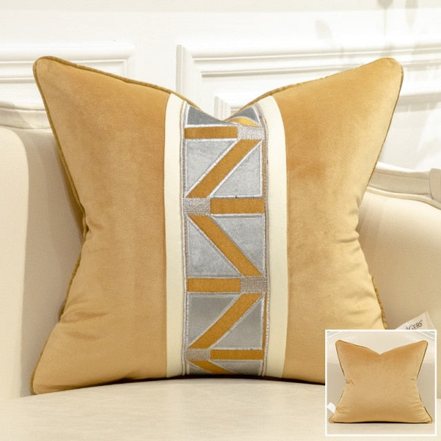 Modern Geometric Pattern Patchwork Velvet Cushion Covers -H
