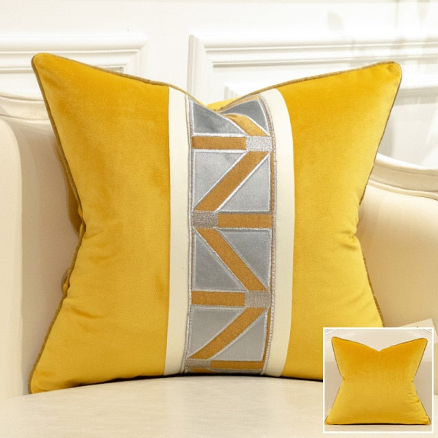 Modern Geometric Pattern Patchwork Velvet Cushion Covers -I