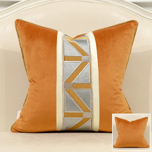 Modern Geometric Pattern Patchwork Velvet Cushion Covers -J