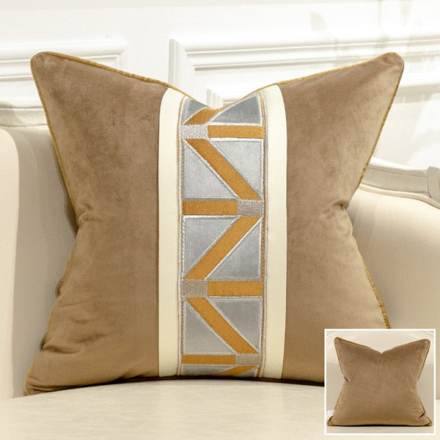 Modern Geometric Pattern Patchwork Velvet Cushion Covers -M