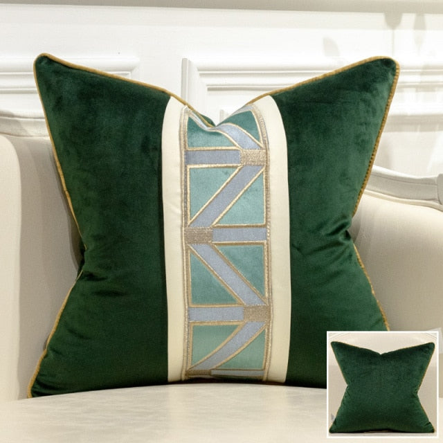 Modern Geometric Pattern Patchwork Velvet Cushion Covers -L