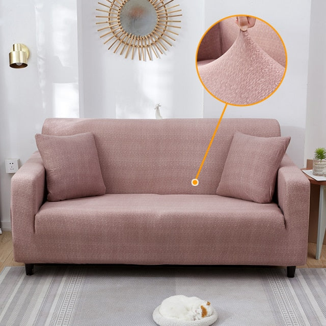 Cross Pattern Texture Dull Pink Sofa Slipcover