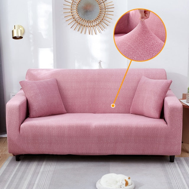 Cross Pattern Texture Pink Sofa Slipcover