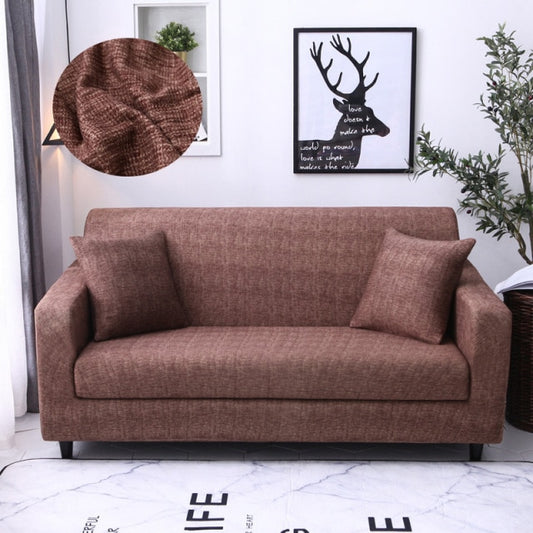 Cross Pattern Texture Brown Sofa Slipcover