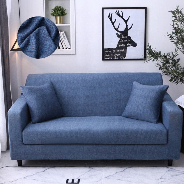 Cross Pattern Texture Blue Stretch Couch Cover