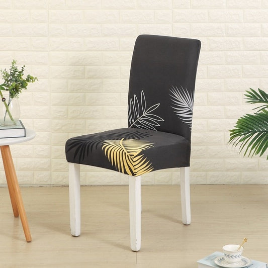 White Yellow Feather on Black Chair Cover