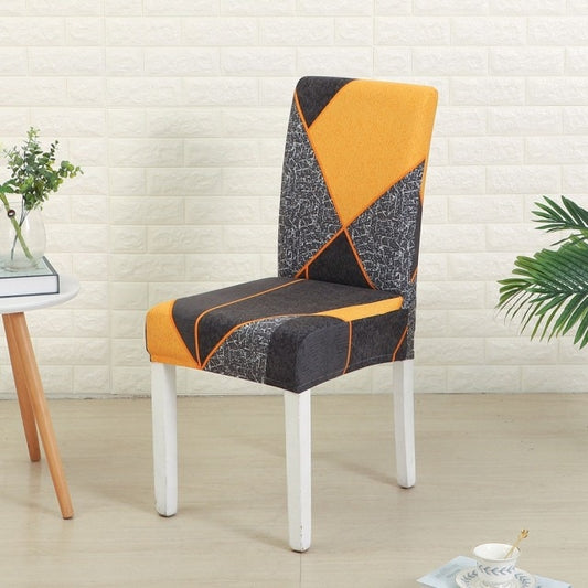 Orange Grey Pattern Dining Chair Cover