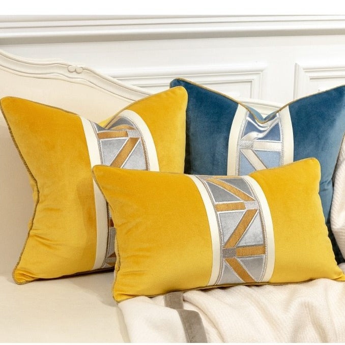 Modern Geometric Pattern Patchwork Velvet Cushion Covers