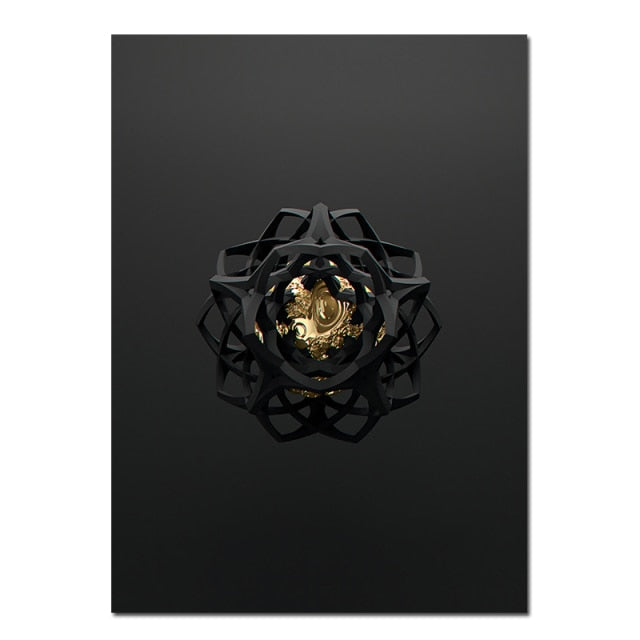 Modern Creative Black Gold Posters and Prints Wall Art -3