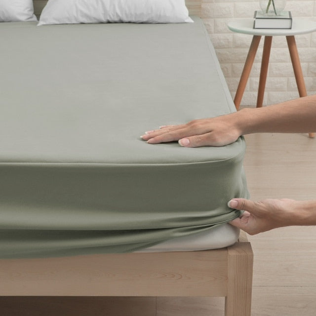 Waterproof Fitted Mattress Cover -Light Grey