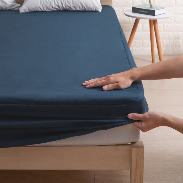 Waterproof Fitted Mattress Cover -Navy