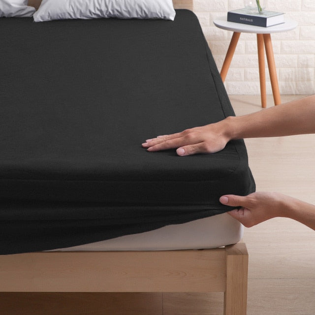 Waterproof Fitted Mattress Cover -Black