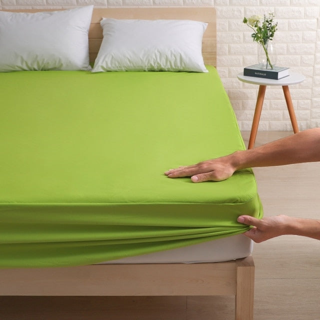 Waterproof Fitted Mattress Cover -Green