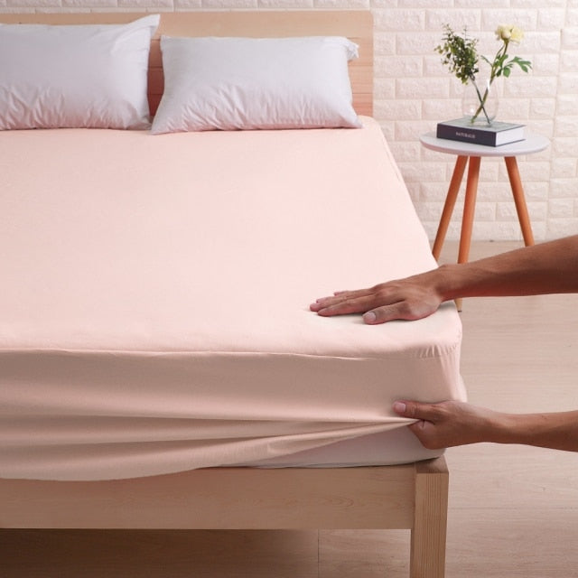 Waterproof Fitted Mattress Cover -Rosy
