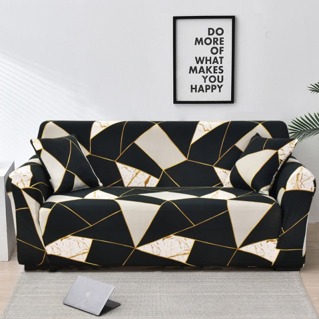 Black & White Triangular Stretch Couch Cover
