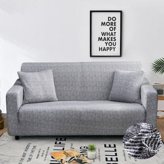 Grey Textured Pattern Stretch Fitted Couch Cover