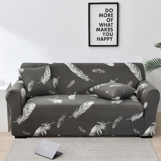 Grey Couch Cover with White Feathers