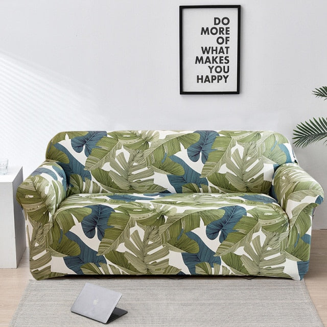 Tropical Leaves Stretch Couch Cover