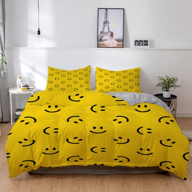 Smile 3D Bedding Set Polyester Duvet Cover and Pillow Cases -3