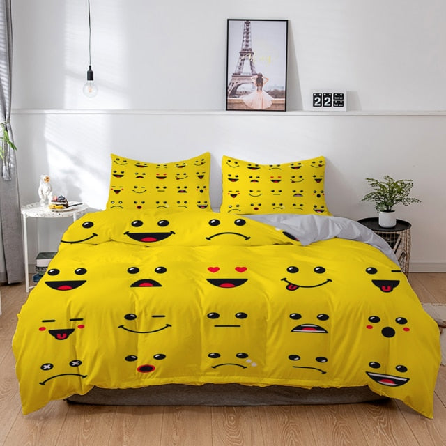 Smile 3D Bedding Set Polyester Duvet Cover and Pillow Cases -4