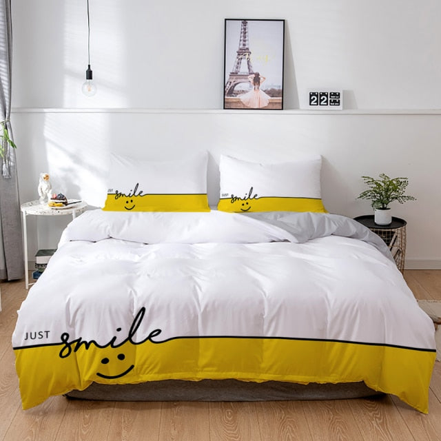 Smile 3D Bedding Set Polyester Duvet Cover and Pillow Cases -7