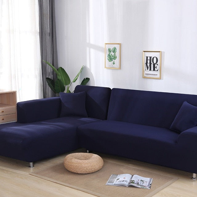 Navy Blue Couch Cover | L Shaped Sofa Cover