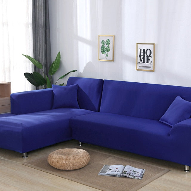 Plain Royal Blue Couch Cover | Blue Sectional Sofa Cover
