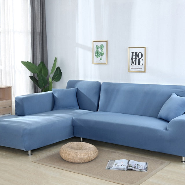 Grey Blue Stretch Sofa Slipcover | Sectional Covers