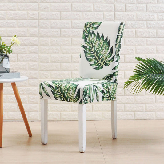 Tropical White Green Dining Chair Cover