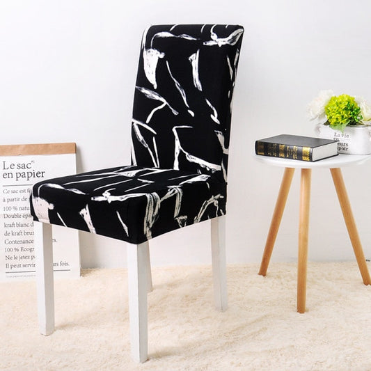 Black and White Striped Chair Covers - Marble Patterned