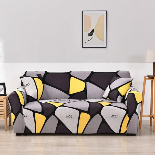 Grey Black Yellow Geometric Pattern Couch Cover