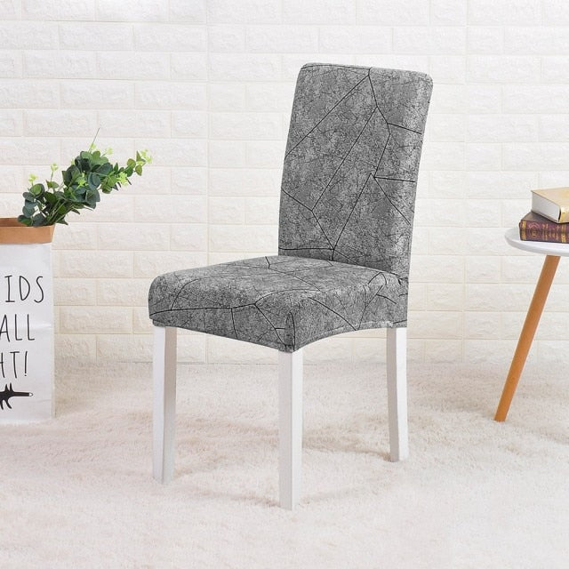 Silver Grey Geometrical Pattern Chair Cover